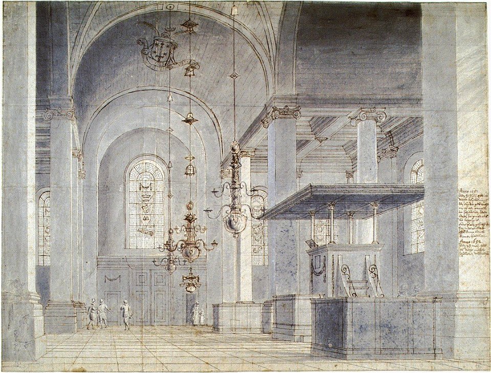 Saenredam - Interieur Nieuwe Kerk, geschiedenislokaal023