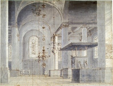 Saenredam - Interieur Nieuwe Kerk, geschiedenislokaal023