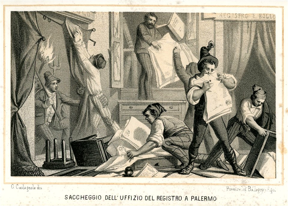 Saccheggio dell’uffizio del Registro a Palermo