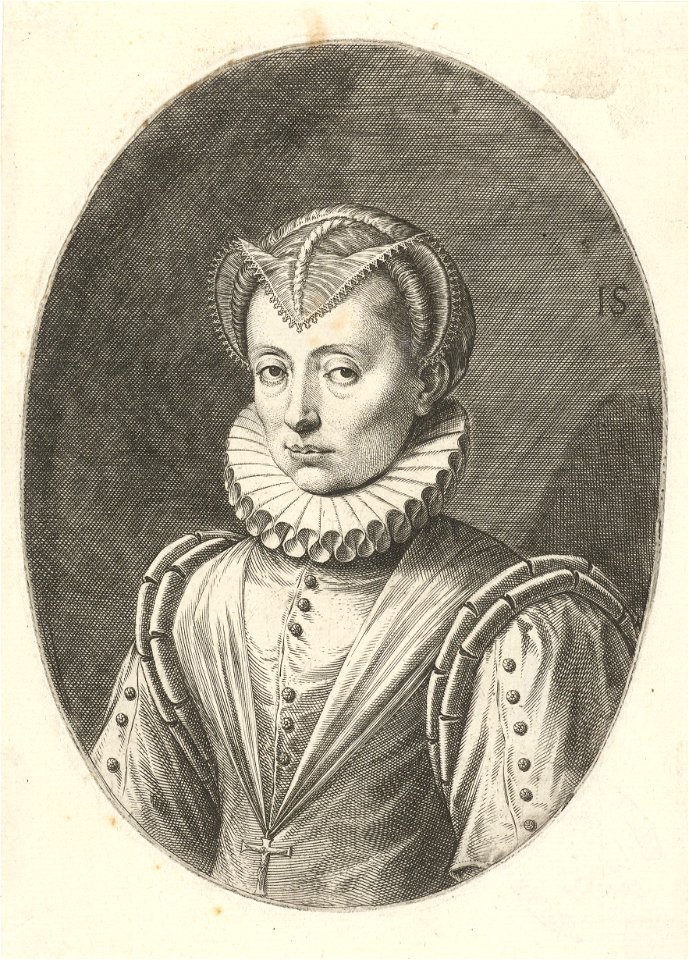 Portret van Renata van Lotharingen, hertogin van Beieren, Johann Sadeler (I), 1588 - 1595