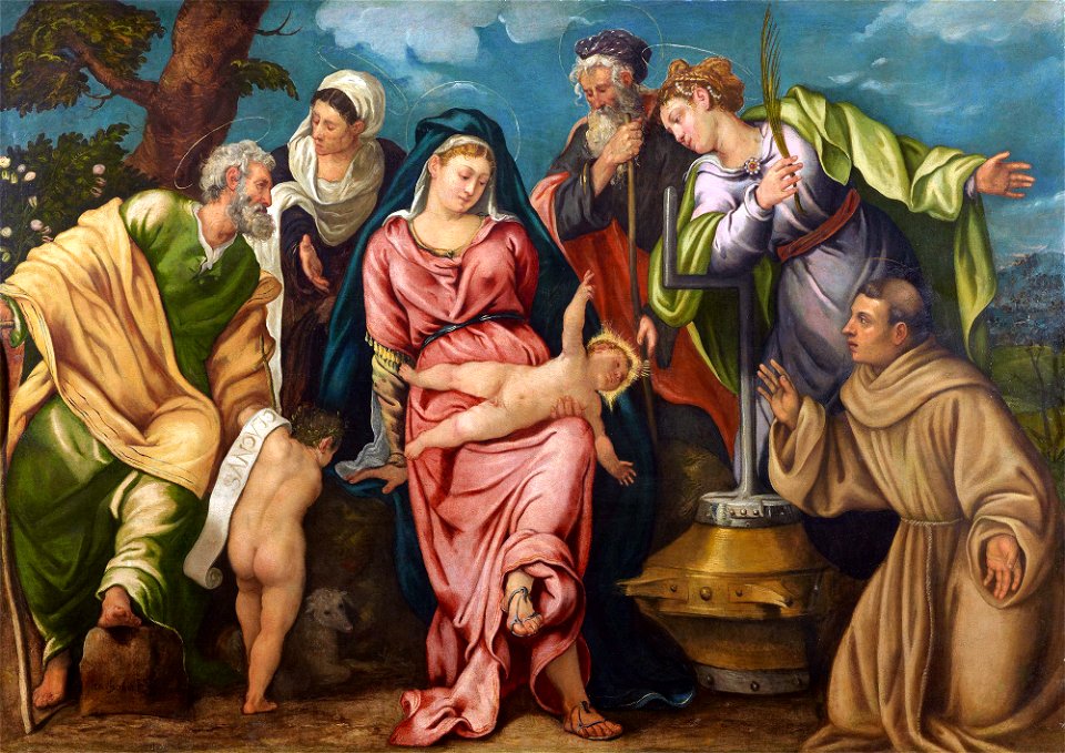 Sagrada Familia con San Juanito, Zacarías, San Francisco, Santa Isabel y Santa Catalina (Tintoretto)
