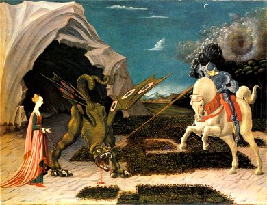 Saint George and the Dragon by Paolo Uccello (London) 01. Free illustration for personal and commercial use.