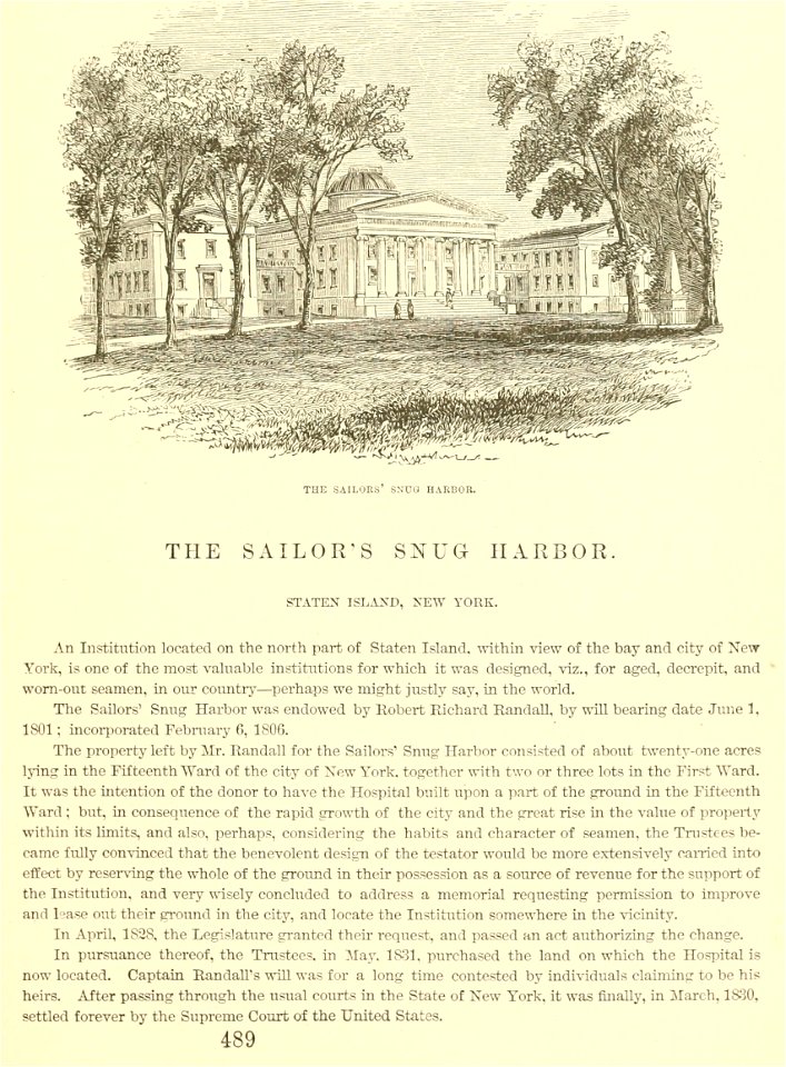 Sailors' Snug Harbor, Staten Island, New York, Valentine's Manual