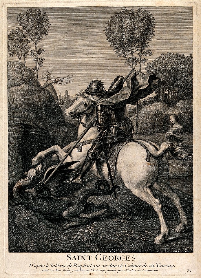 Saint George. Engraving by N. de Larmessin after Raphael. Wellcome V0032150