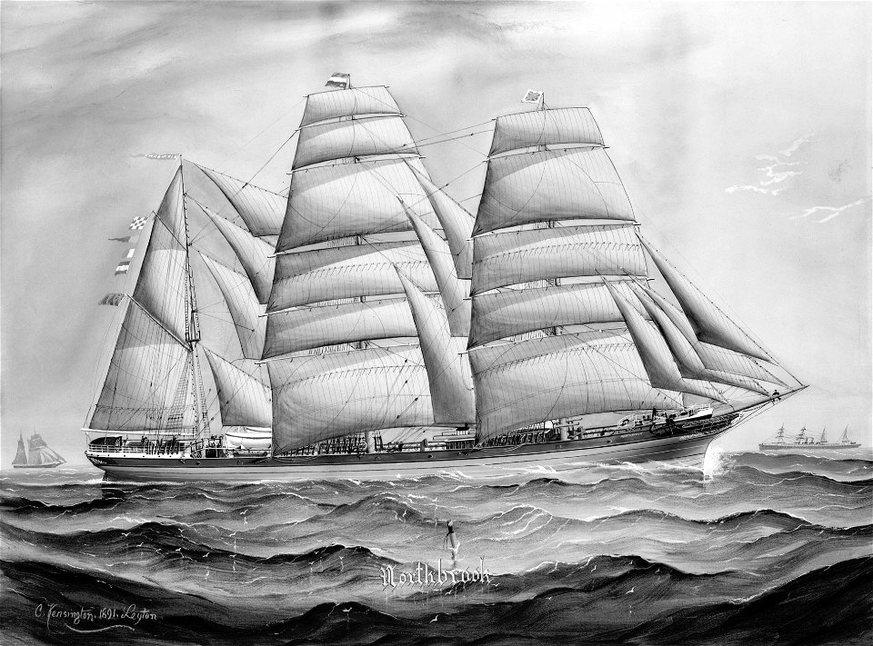 Sailing vessel Northbrook at sea RMG B7445