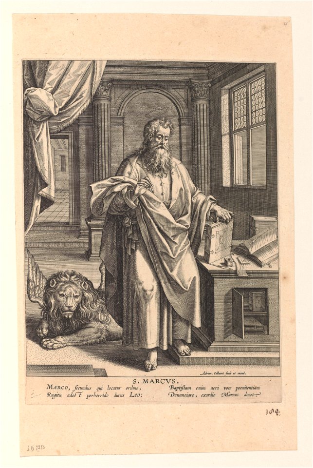 Saint Mark print by Adriaen Collaert, S.IV 2233, Prints Department, Royal Library of Belgium
