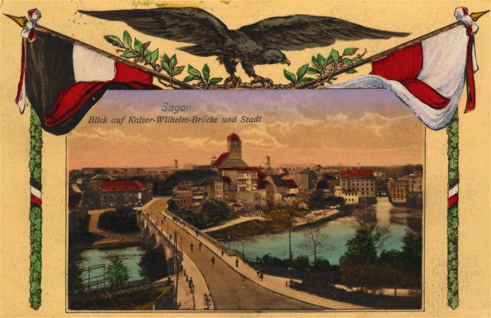 Sagan, Schlesien - Kaiser-Wilhelm-Brücke und Stadt (Zeno Ansichtskarten)