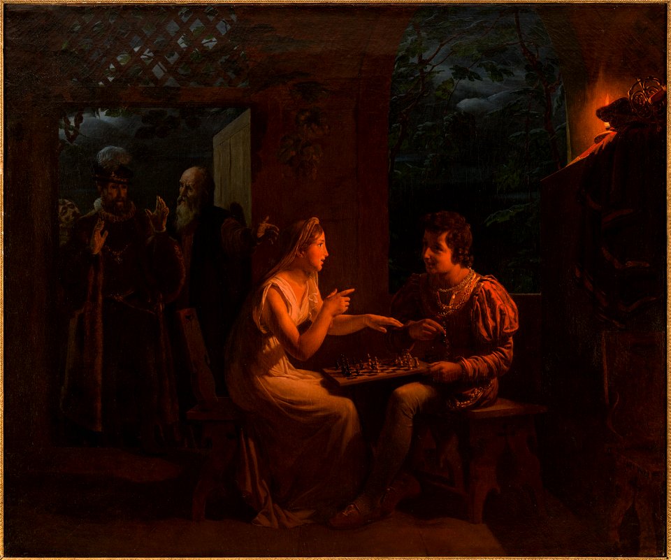 Saint Evre Miranda playing chess with Ferdinand 1822
