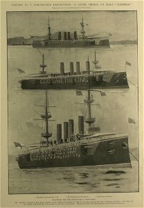 Sailors as a Coronation Decoration, a Living Device on HMS Terrible, practising for the Coronation at Hong Kong - ILN 1902