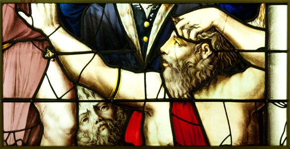 Saint-Chapelle de Vincennes - Baie 0 - Homme levant les bras (bgw17 0415)