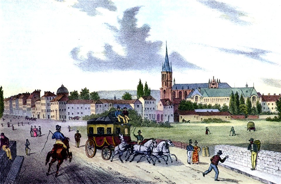 Saint Denis street scene c1830