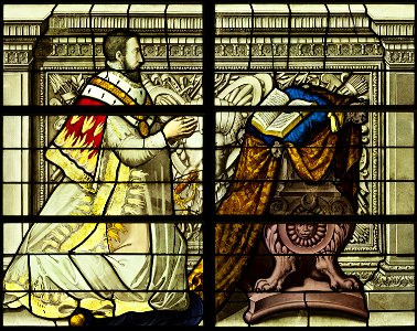 Saint-Chapelle de Vincennes - Baie 0 - Henri II agenouillé en prière (bgw17 0363)