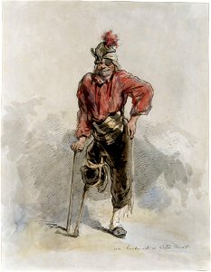 Sailor with a wooden leg drawing by Paul Gavarni. Free illustration for personal and commercial use.