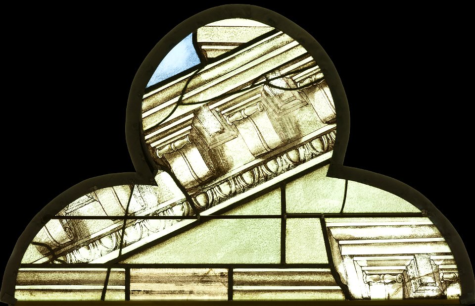 Saint-Chapelle de Vincennes - Baie 1 - Tête de lancette Décor d'architecture (bgw17 0755)