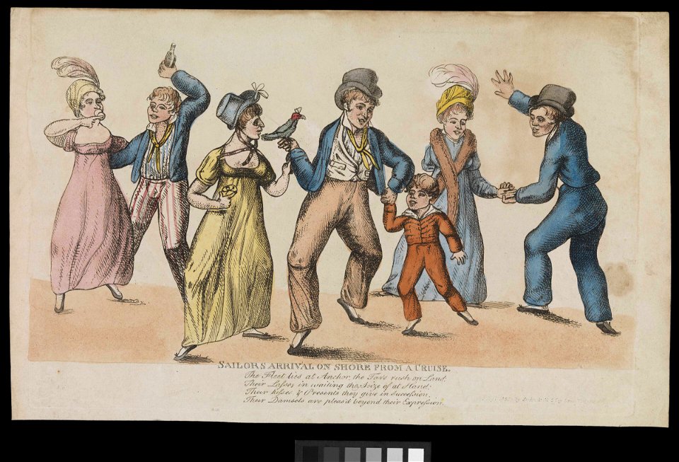 Sailors arrival on shore from a cruise (caricature) RMG PW3825