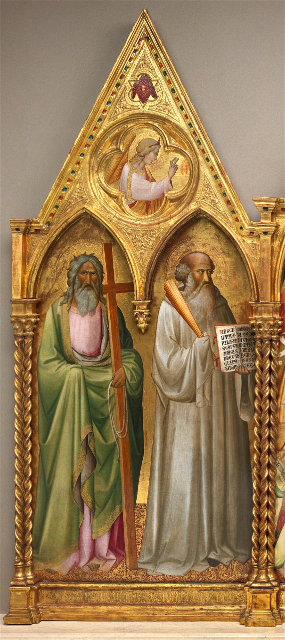 Saint Andrew and Saint Benedict with the Archangel Gabriel (left panel) B35301