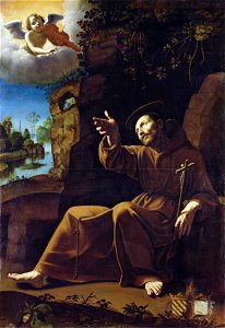 Saint Francis of Assisi Consoled by an Angel Musician