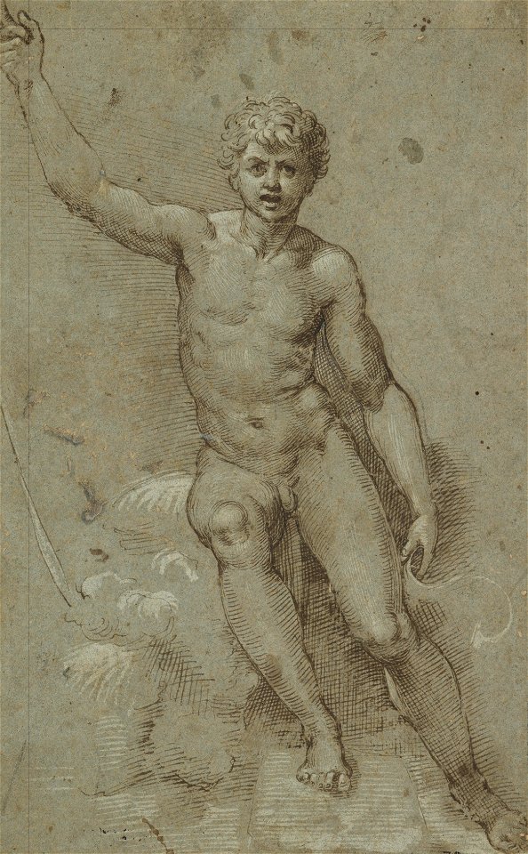 Saint John in the Wilderness - drawing by Giovanni Francesco Penni (Scottish National Gallery)