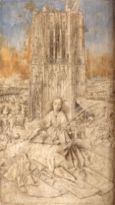 Saint Barbara of Nicodemia - Jan van Eyck - 1437 (frameless). Free illustration for personal and commercial use.