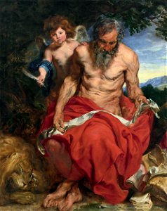 Saint Jerome meditating in the desert, by Anthonie van Dyck