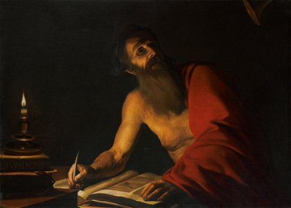 Saint Jerome Reading by Candlelight attributed to Trophime Bigot