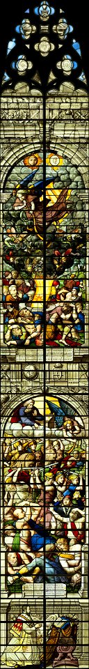 Saint-Chapelle de Vincennes - Baie 0 - Les saulteraux, Les anges exterminateurs et Henri II agenouillé en prière (bgw17 0358)