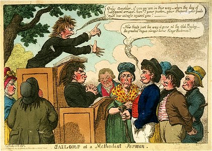 Sailors at a Methodist Sermon (caricature) RMG PW3843. Free illustration for personal and commercial use.