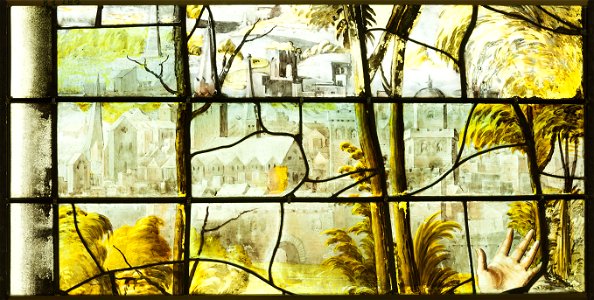 Saint-Chapelle de Vincennes - Baie 1 - Fond de paysage (bgw17 0793)