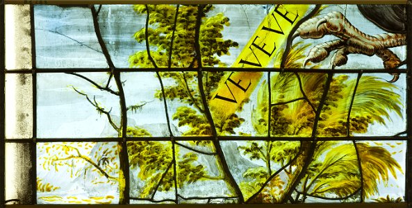 Saint-Chapelle de Vincennes - Baie 1 - Phylactre sur fond de paysage (bgw17 0791)