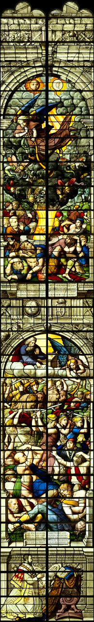 Saint-Chapelle de Vincennes - Baie 0 - Les saulteraux, Les anges exterminateurs et Henri II agenouillé en prière (bgw17 0360)