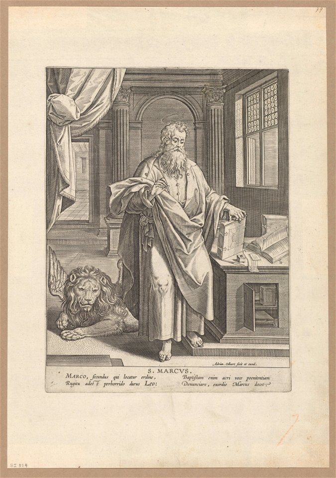 Saint Mark print by Adriaen Collaert, S.I 834, Prints Department, Royal Library of Belgium