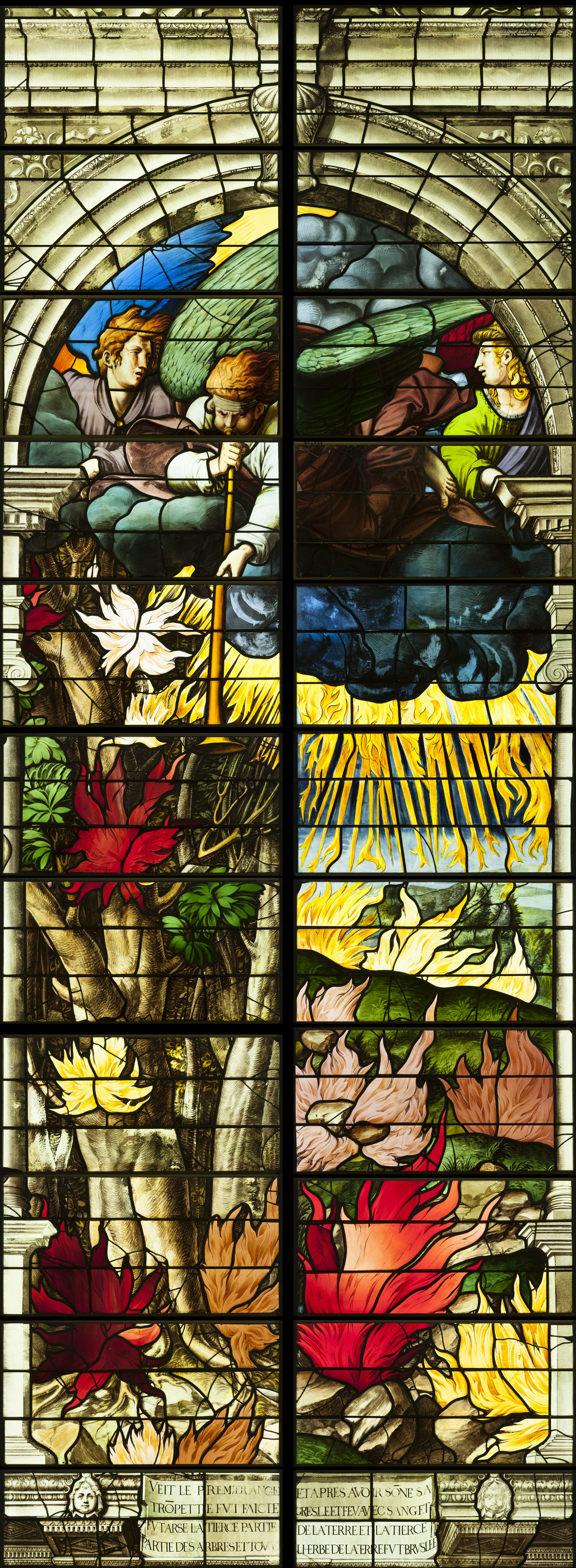 Saint-Chapelle de Vincennes - Baie 2 - L'incendie des arbres et des plantes (bgw17 0431)