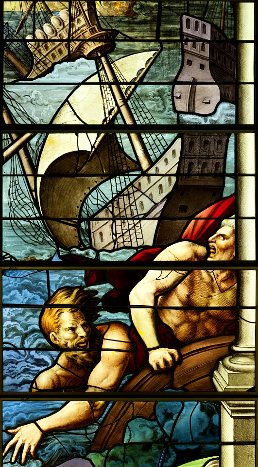 Saint-Chapelle de Vincennes - Baie 2 - La mer changée en sang, détail de vaisseaux et de naufragés (bgw17 0441)