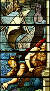 Saint-Chapelle de Vincennes - Baie 2 - La mer changée en sang, détail de vaisseaux et de naufragés (bgw17 0441)