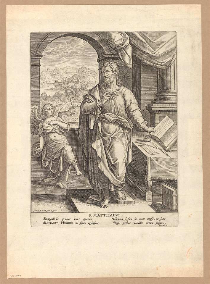 Saint Matthew print by Adriaen Collaert, S.I 833, Prints Department, Royal Library of Belgium