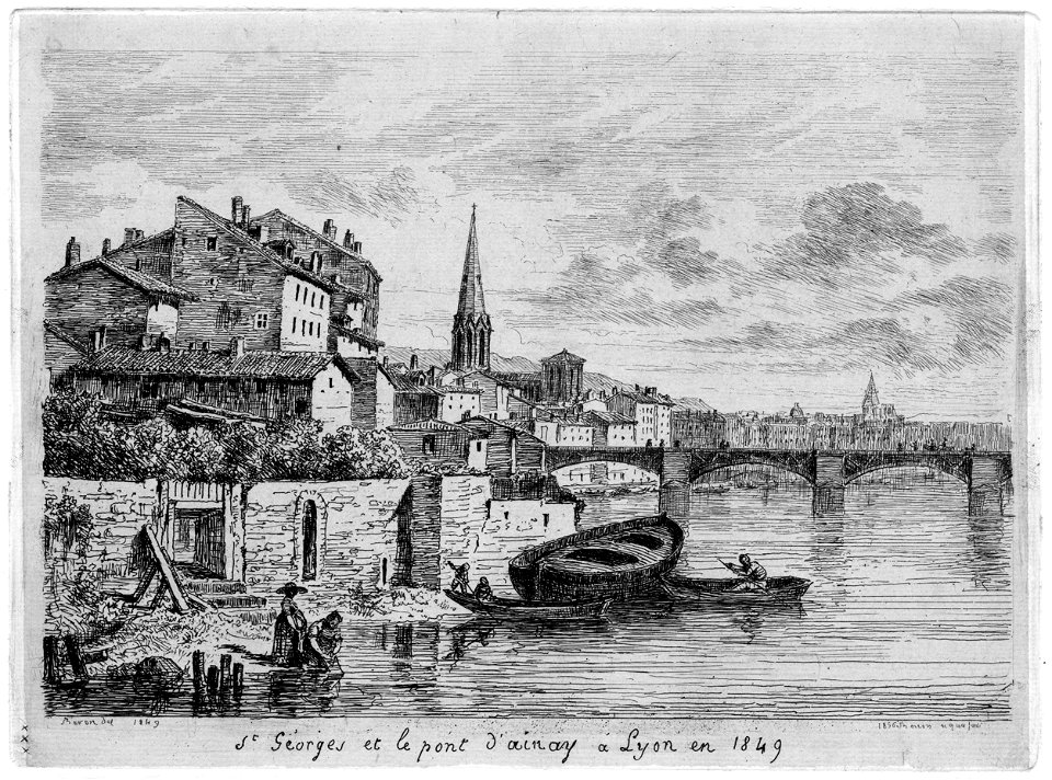 Saint Georges et le pont d'Ainay en 1849
