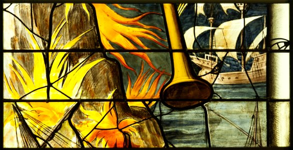 Saint-Chapelle de Vincennes - Baie 2 - Flammes et vaisseau (bgw17 0480)