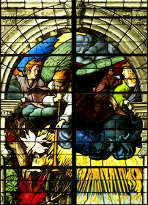 Saint-Chapelle de Vincennes - Baie 2 - L'incendie des arbres et des plantes, détail des anges (bgw17 0435)