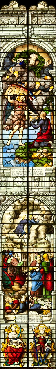 Saint-Chapelle de Vincennes - Baie 3 - L'apparition de l'ange à saint Jean, Les deux témoins, sainte Catherine d'Alexandrie et un roi (bgw17 0809)