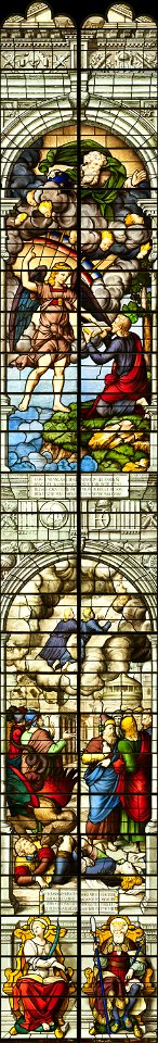 Saint-Chapelle de Vincennes - Baie 3 - L'apparition de l'ange à saint Jean, Les deux témoins, sainte Catherine d'Alexandrie et un roi (bgw17 0809)