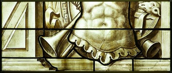 Saint-Chapelle de Vincennes - Baie 6 - Trophée d'armes (détail) (bgw17 0733)