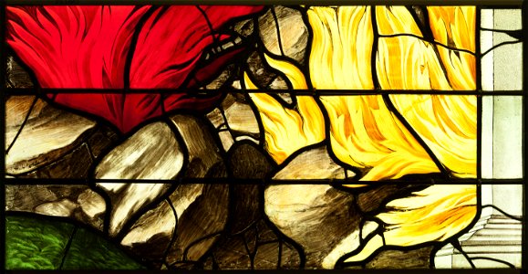 Saint-Chapelle de Vincennes - Baie 2 - Arbres en flammes (bgw17 0468)