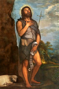 Saint John the Baptist by Titian. Oil on canvas, Museo Nacional del Prado. Free illustration for personal and commercial use.