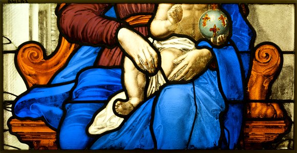Saint-Chapelle de Vincennes - Baie 4 - Vierge l'Enfant (détail) (bgw17 0561)