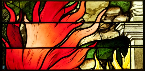 Saint-Chapelle de Vincennes - Baie 2 - Arbres en flammes (bgw17 0466)