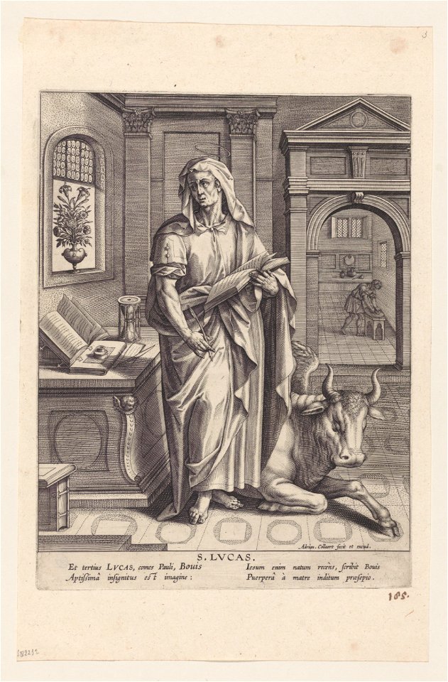 Saint Luke print by Adriaen Collaert, S.IV 2232, Prints Department, Royal Library of Belgium