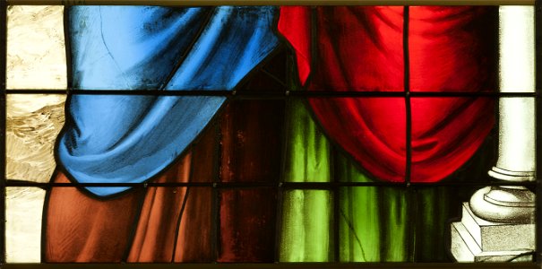 Saint-Chapelle de Vincennes - Baie 3 - Hommes discutant (bgw17 0867)