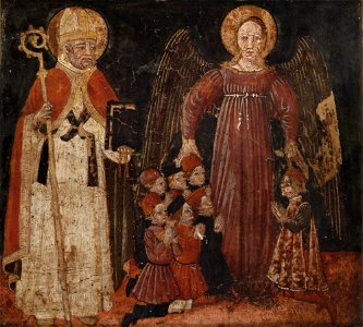 Saint Nicholas with children and an angel