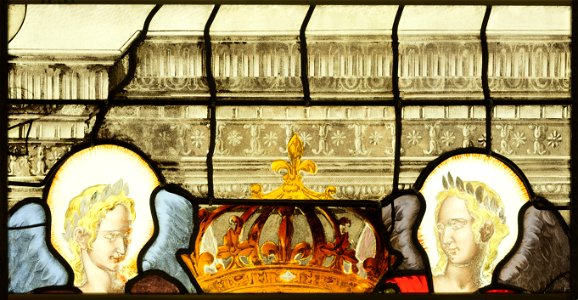 Saint-Chapelle de Vincennes - Baie 1 - Deux anges présentant les armes de France (détail) (bgw17 0801)