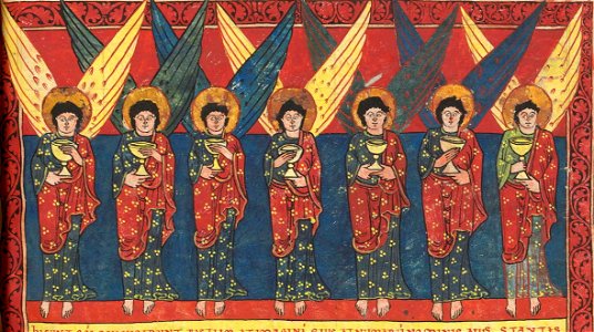 Saint-Sever Beatus f. 177r - Seven bowls - crop